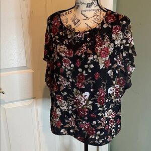 Neineiwu Black Floral Blouse